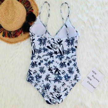 One Piece Push-Up Padded Floral Swimsuit White